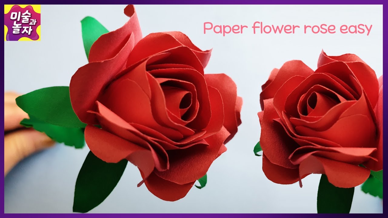 🌹쉬운 장미꽃 접기/종이 꽃 만들기/🌹paper flower rose easy/예쁜 장미꽃 접기 /실감나는 종이장미꽃만들기/종이장미만들기 / 어버이날 스승의날 선물