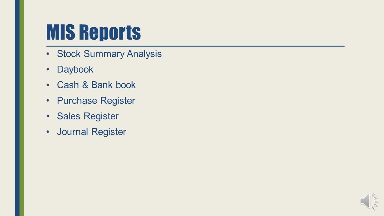 # 11. HOW TO CHECK MIS REPORTS IN TALLY PRIME