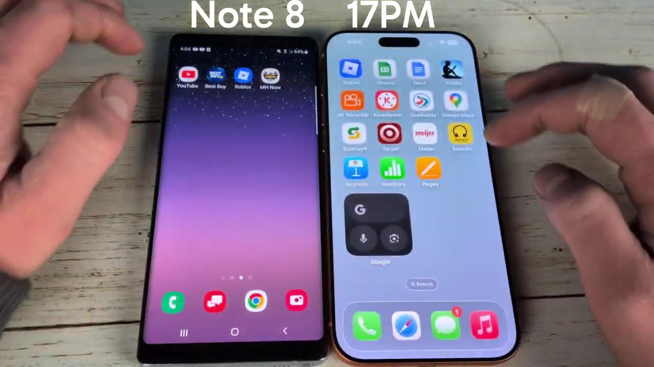 Сравнение скорости работы iPhone 17 Pro Max и Samsung Note 8 в ходе теста.