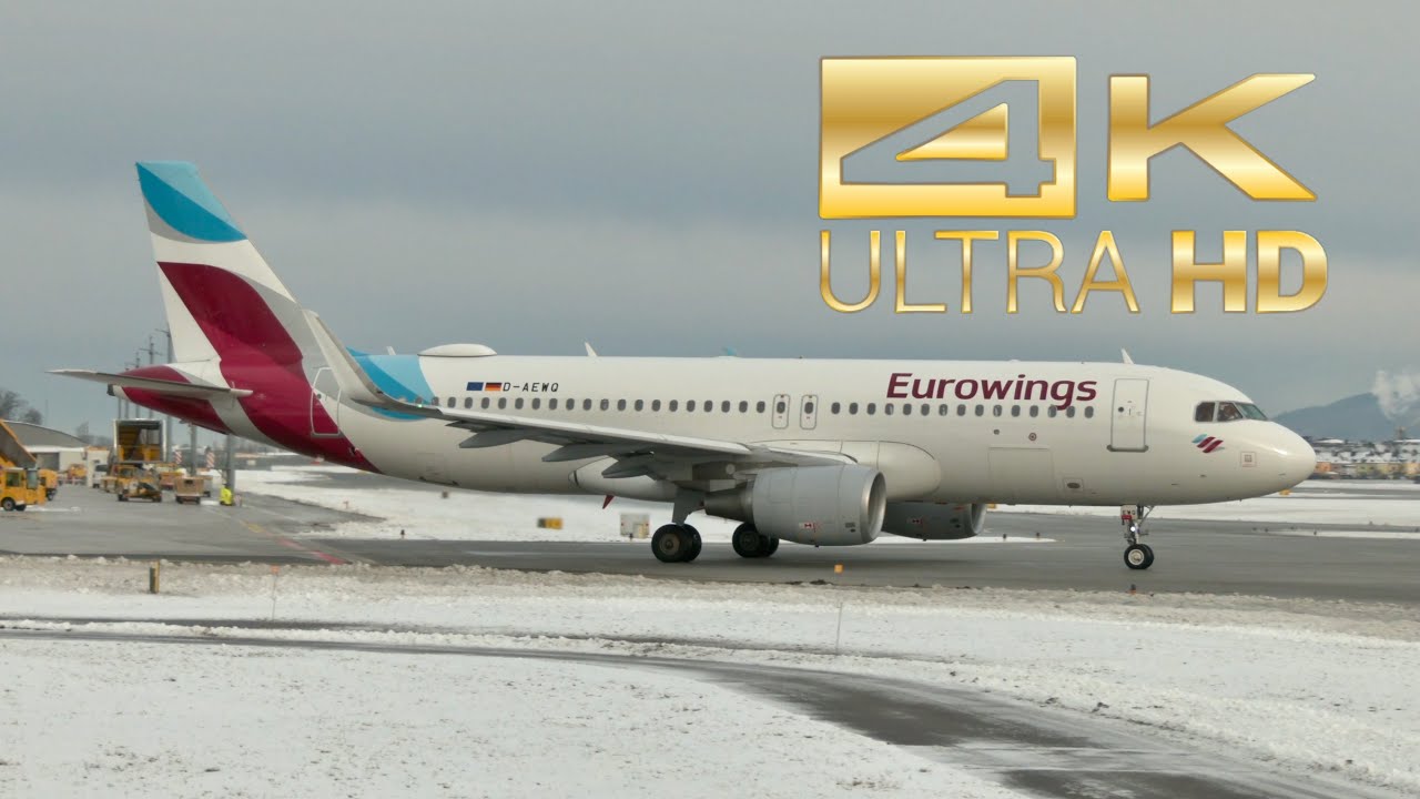 (4K) Airbus A320-214 Eurowings D-AEWQ departure at Salzburg Airport SZG LOWS EW8143 29.01.2022