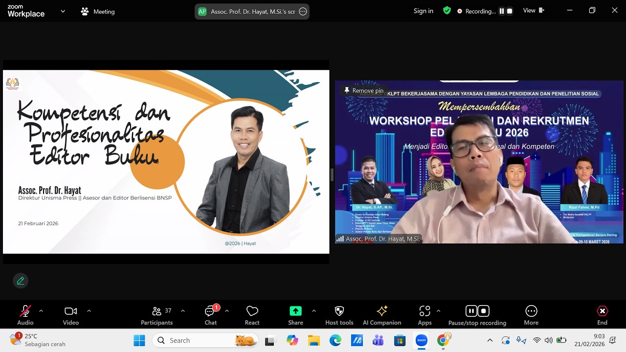 Workshop Pelatihan & Rekrutmen Editor Hari Pertama (Kompetensi dan Keprofesionalitas Editor Buku)
