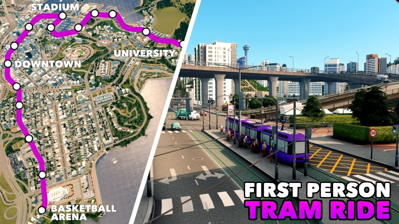 First-Person Tram Ride through the whole city | Cities: Skylines | Dream Bay