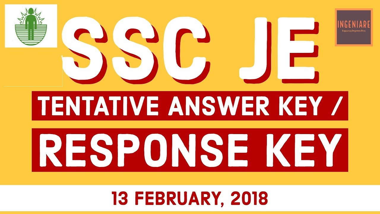 Answer Key Notification | SSC JE 2017-18 | Check your Response Sheet