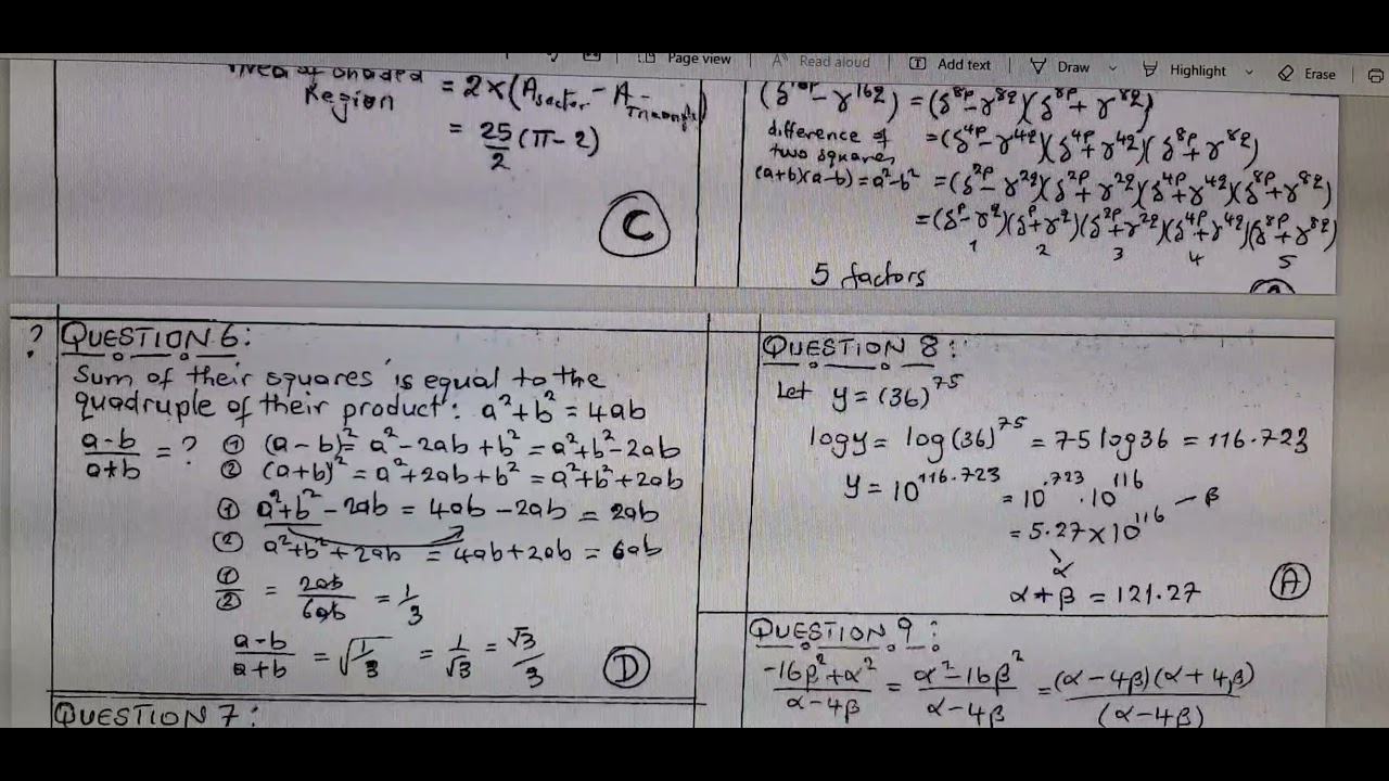 MATH SALON QUIZ 24OCT2021 O LEVEL  SOLUTIONS