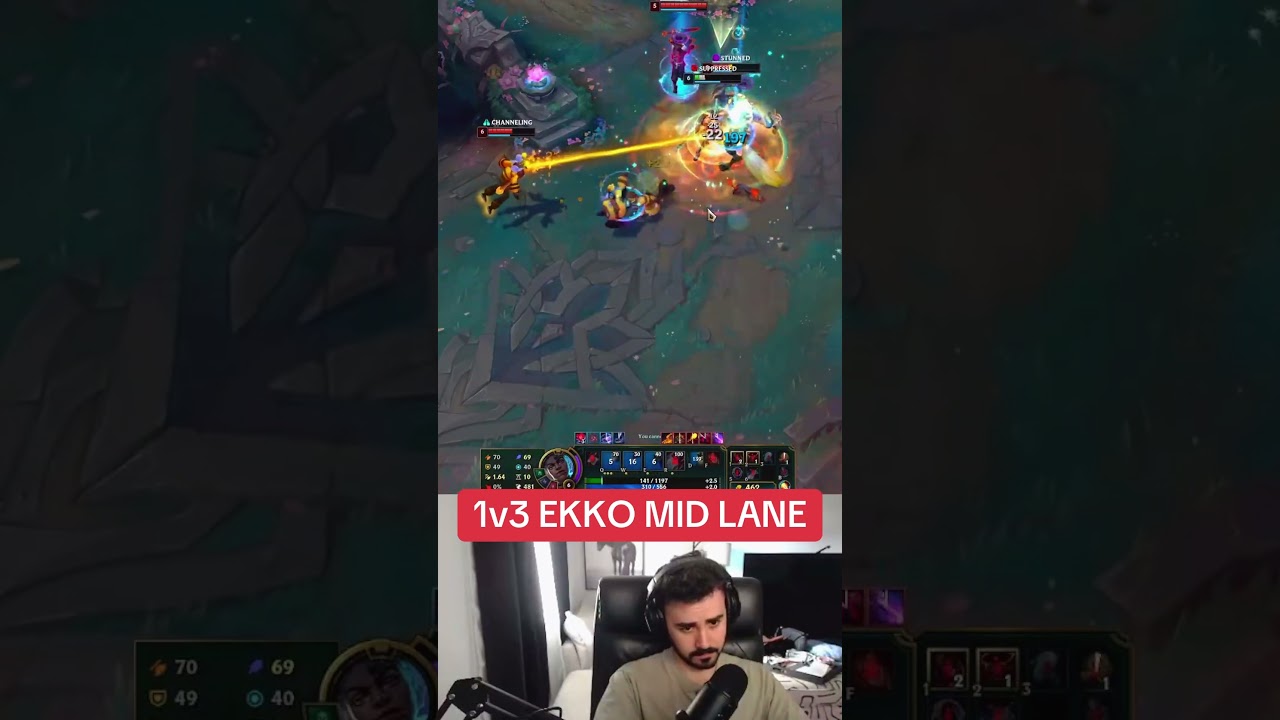 Ekko 1v3 Mid Lane Outplay💥  #LeagueOfLegends #Ekko #MidLane #SoloCarry #1v3 #LeagueShort #EkkoMain