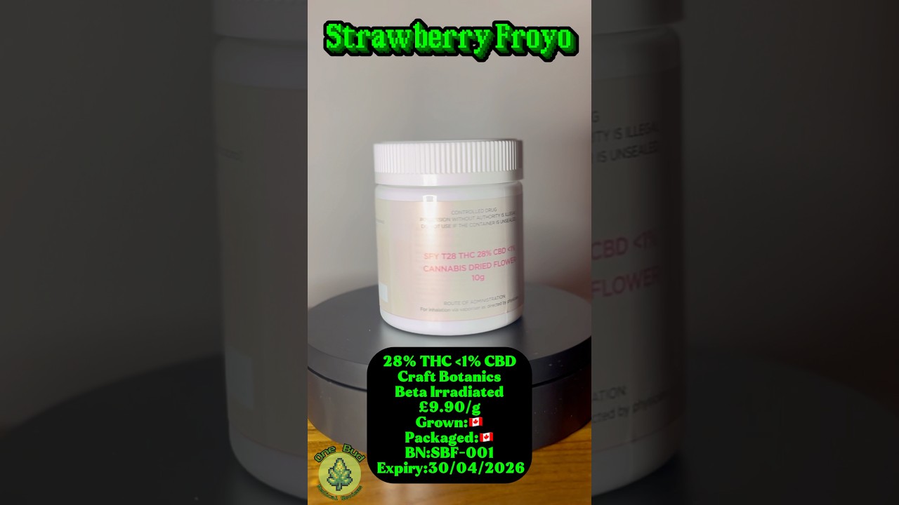 Strawberry Froyo by Craft Botanics - 28% THC. One Bud Medical Reviews. UK Medical Cannabis Flower.