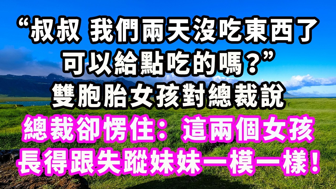“叔叔，我們兩天沒吃東西了，可以給點吃的嗎？”雙胞胎女孩對總裁說，總裁卻愣住：這兩個女孩，長得跟失蹤妹妹一模一樣！#爽文#大女主#現實情感#家庭