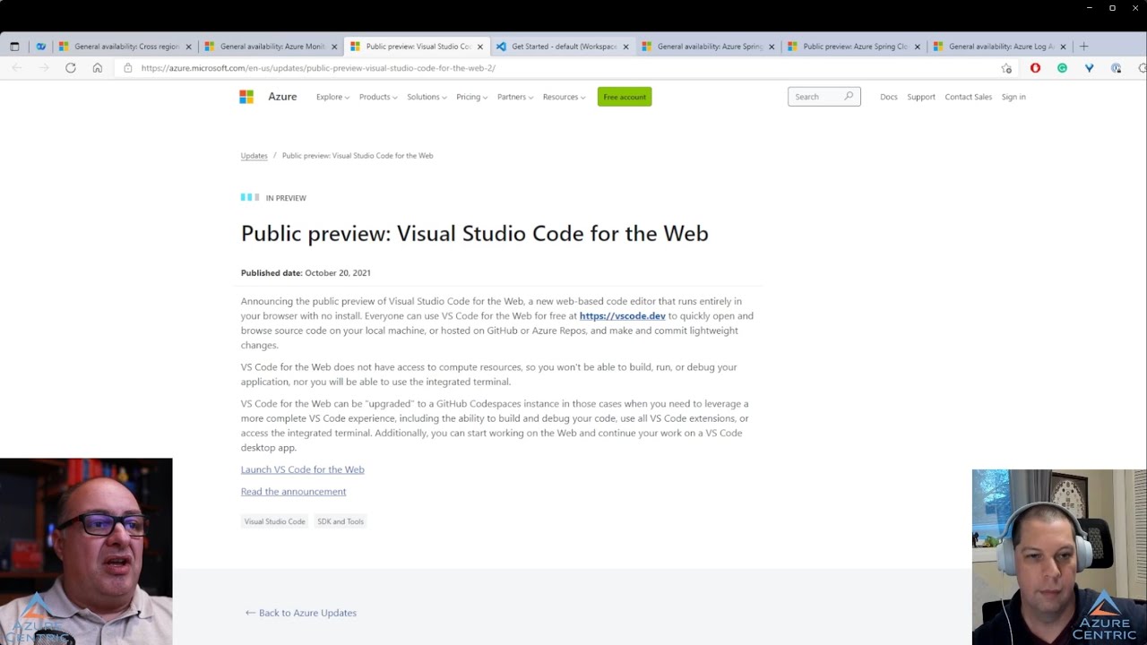 Azure Podcast #43 - Azure NetApp Files, Visual Studio Code Web and Azure Spring Cloud