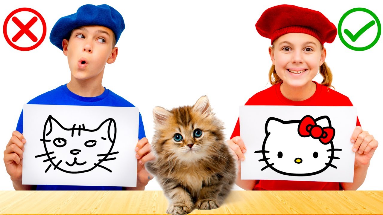 ¡Dibujando un GATITO con Vania y Mania! Videos divertidos para niños