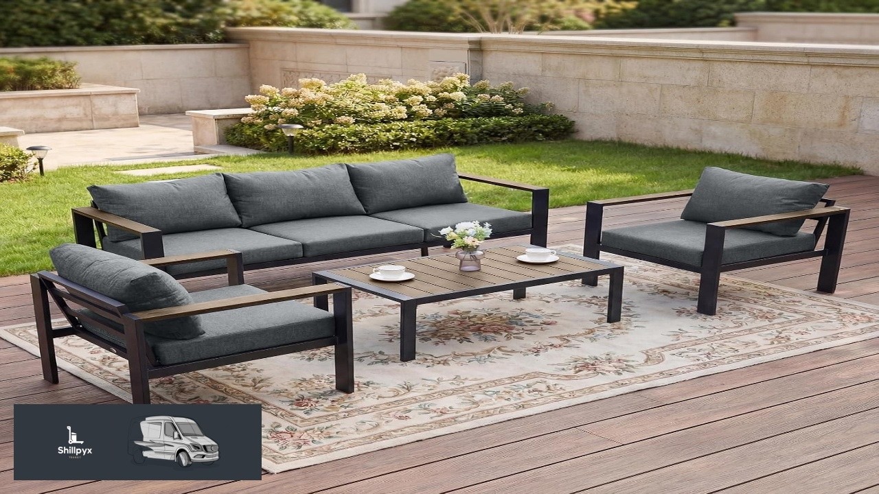 Patio Furniture Set 5 Seats and Coffee Table Patio Conversation Set