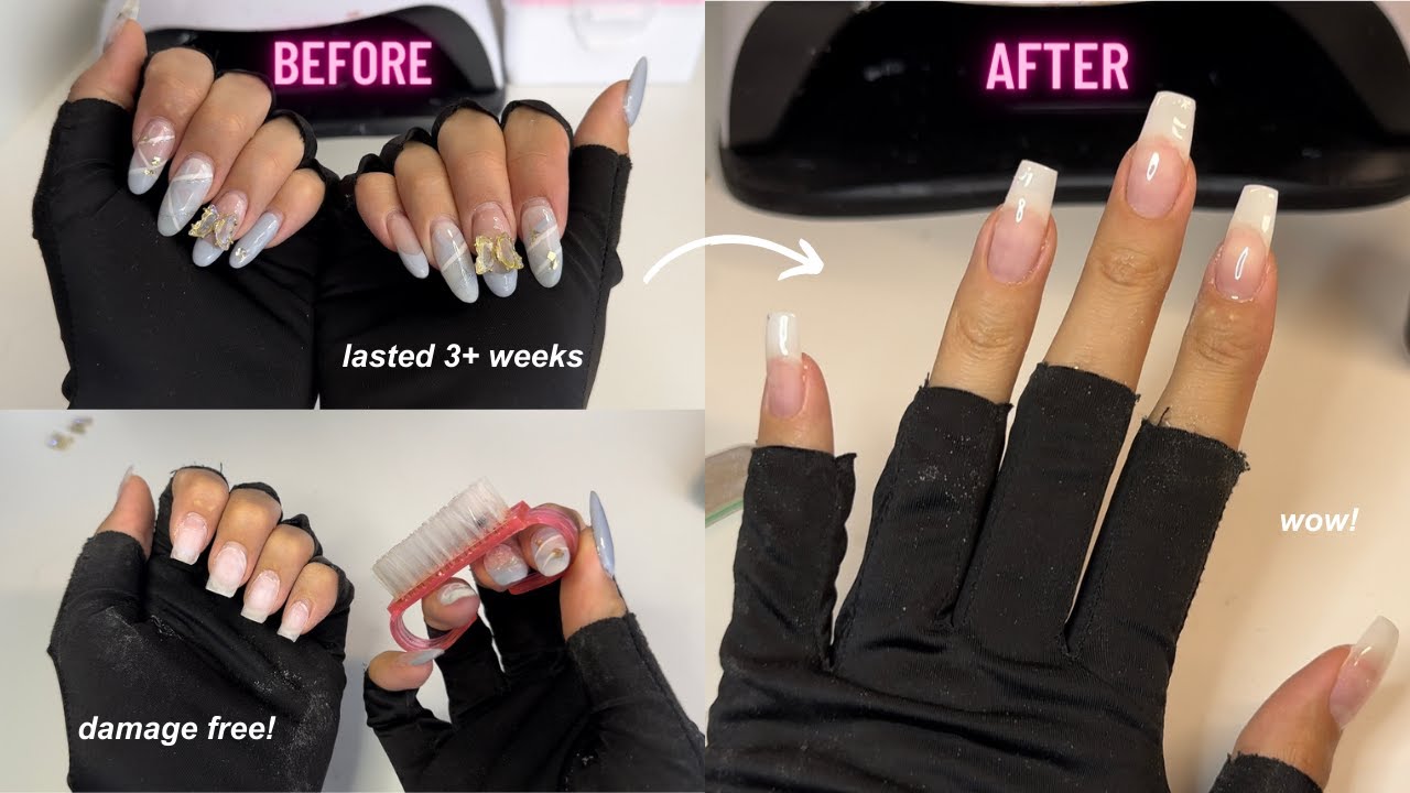 damage free gel x nail removal, easy, beginner friendly, soak method ♡
