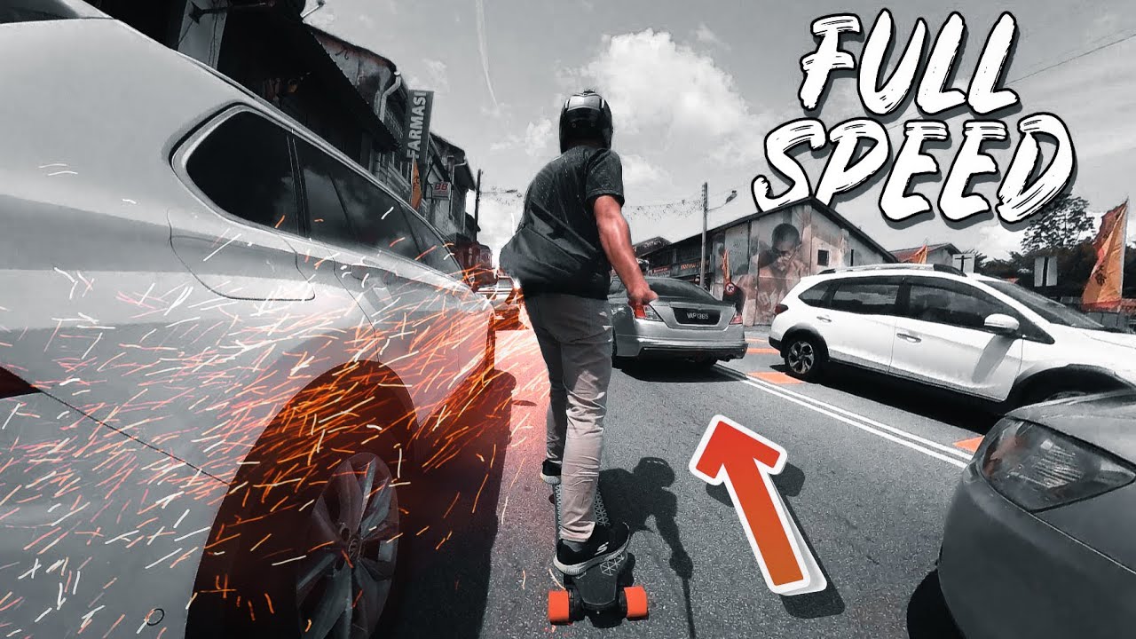 Traffic Run - Exway X1 Max Riot Full Speed | Electric Skateboard Raw Run