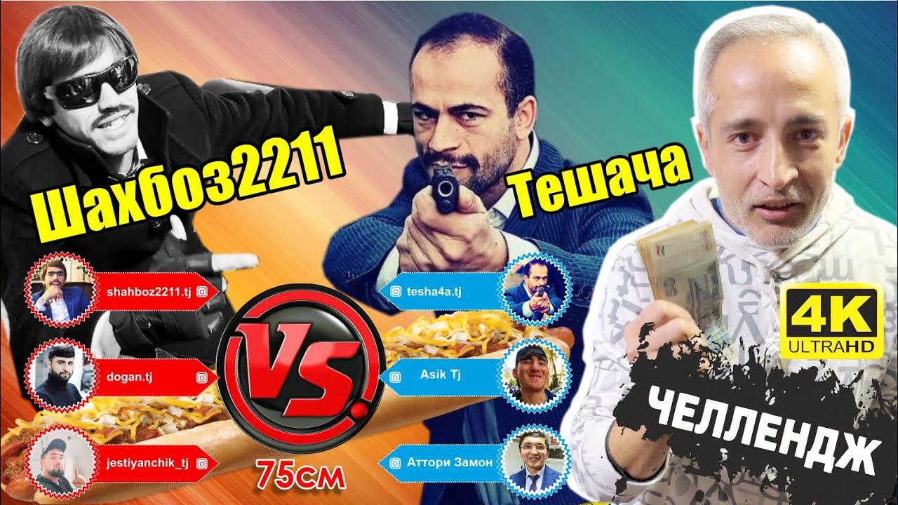 Челленджи Хот Дог 75 см ва 1кг бо гурухи Шахбоз2211 ва Тешача! Дар  Free King #tajikistan #challenge
