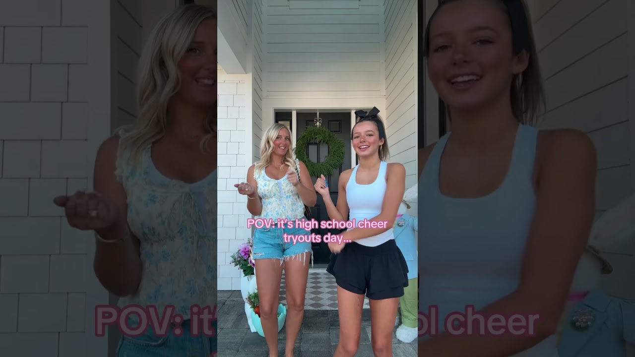 Cheer tryouts 💕🎉✨ #cheer #fyp #viral #preppy #ootd #grwm #momanddaughter #hair