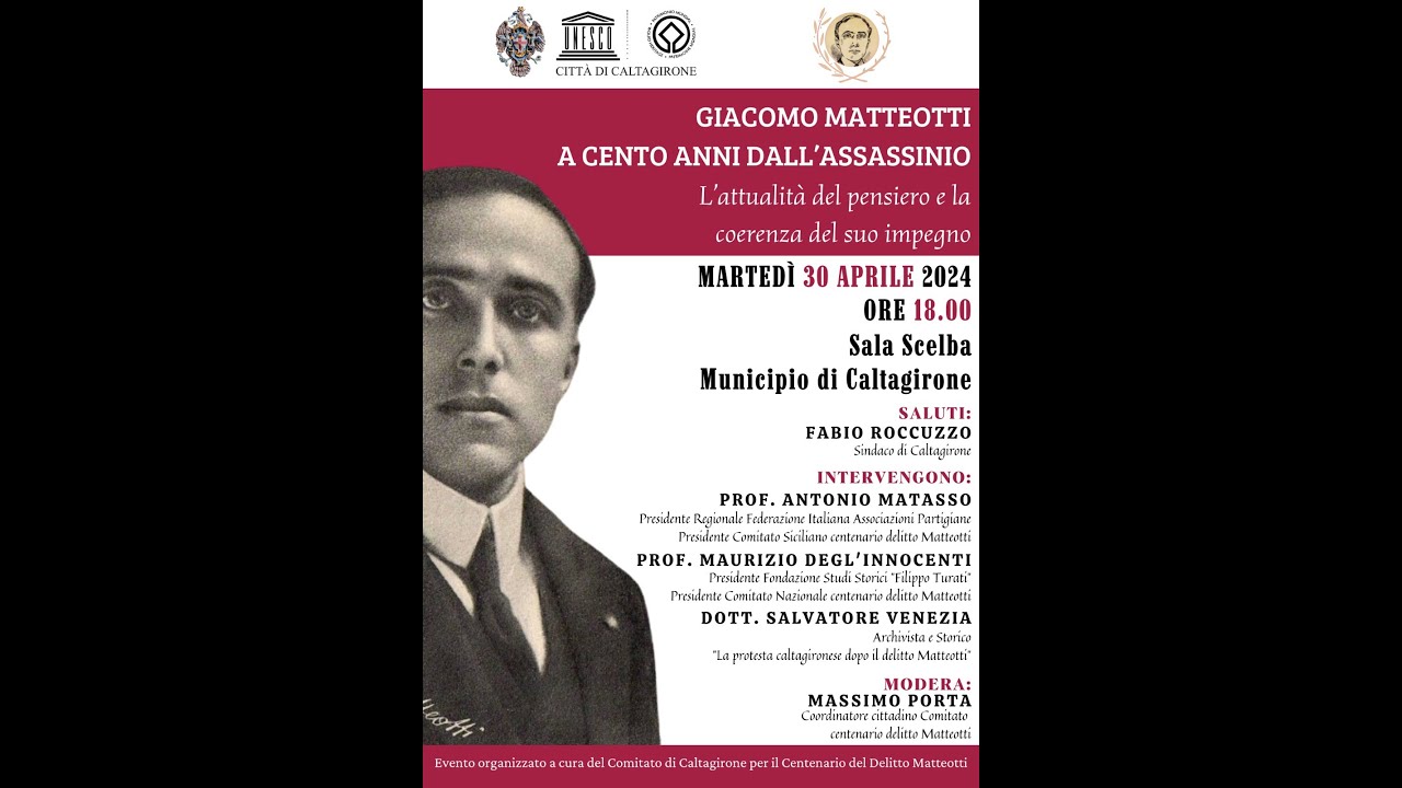 Caltagirone ricorda i cento anni dall'assassinio di Giacomo Matteotti