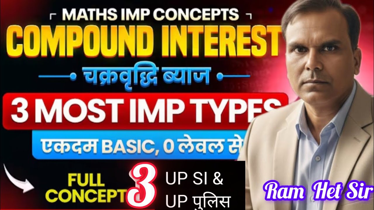 चक्रवृद्धि ब्याज 3,PET ll UPSI ll UP POLIC, SSC GD लेखपाल UPTET, SUPER TET, RRB Group D