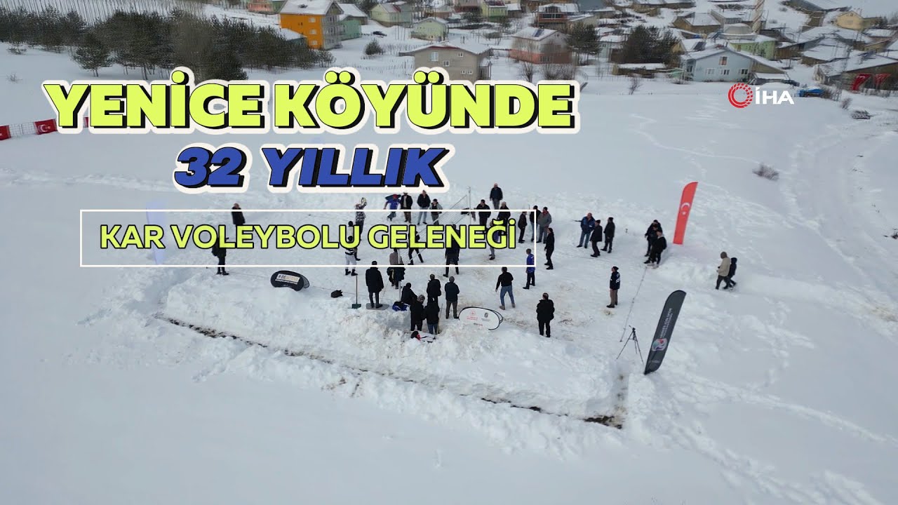 Gümüşhane’nin Yenice köyünde kar voleybolu geleneği 32 yıldır sürüyor
