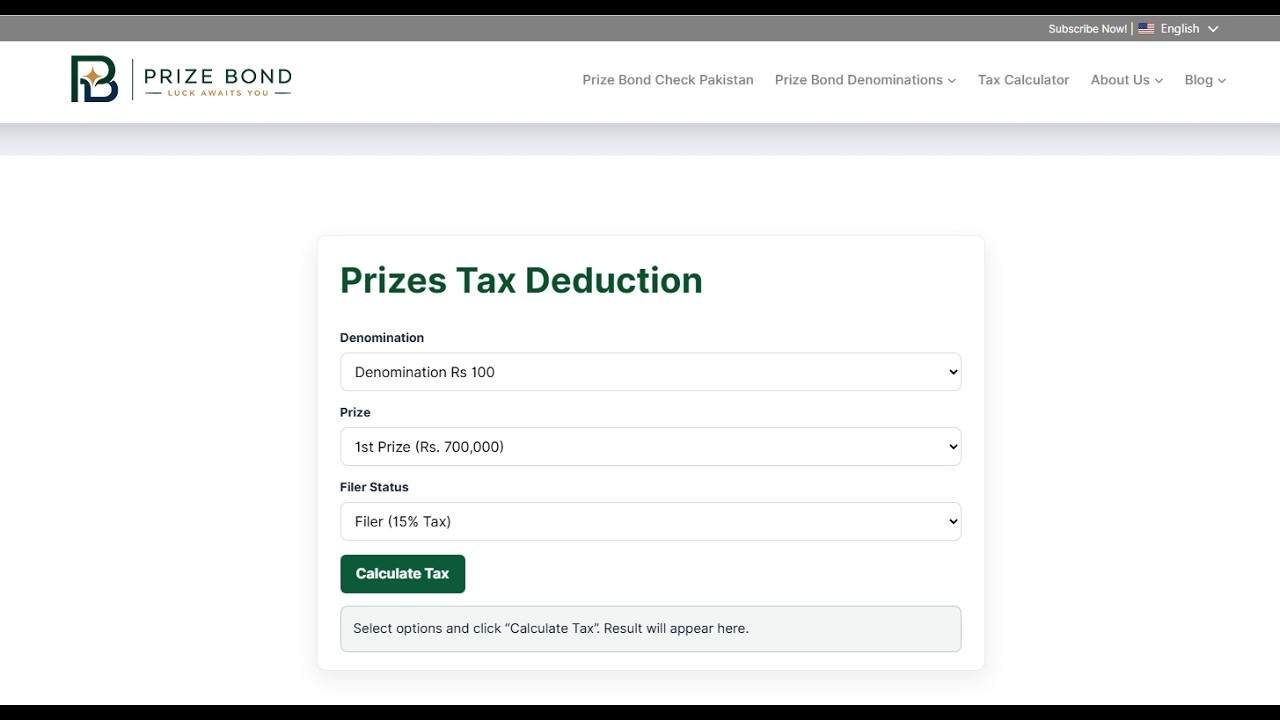Prize Bond Winnings Tax Calculator Guide