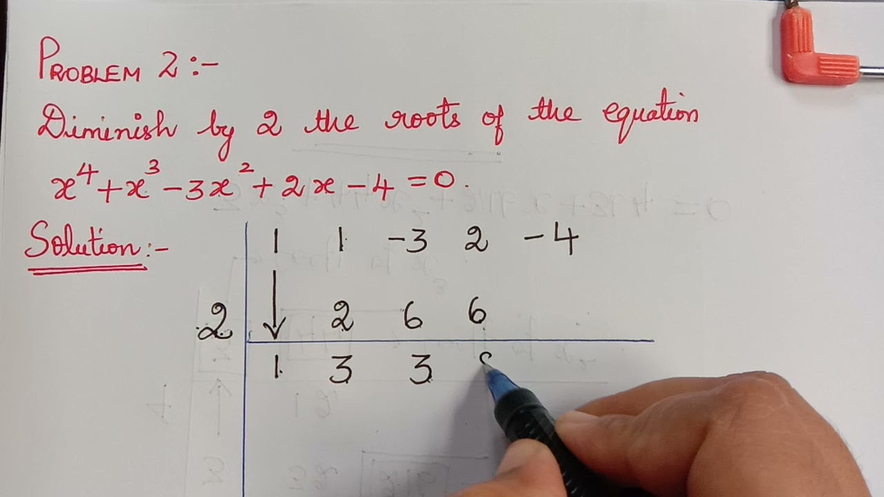 diminish the roots of an equation|transformation of equations|theory of equations|algebra