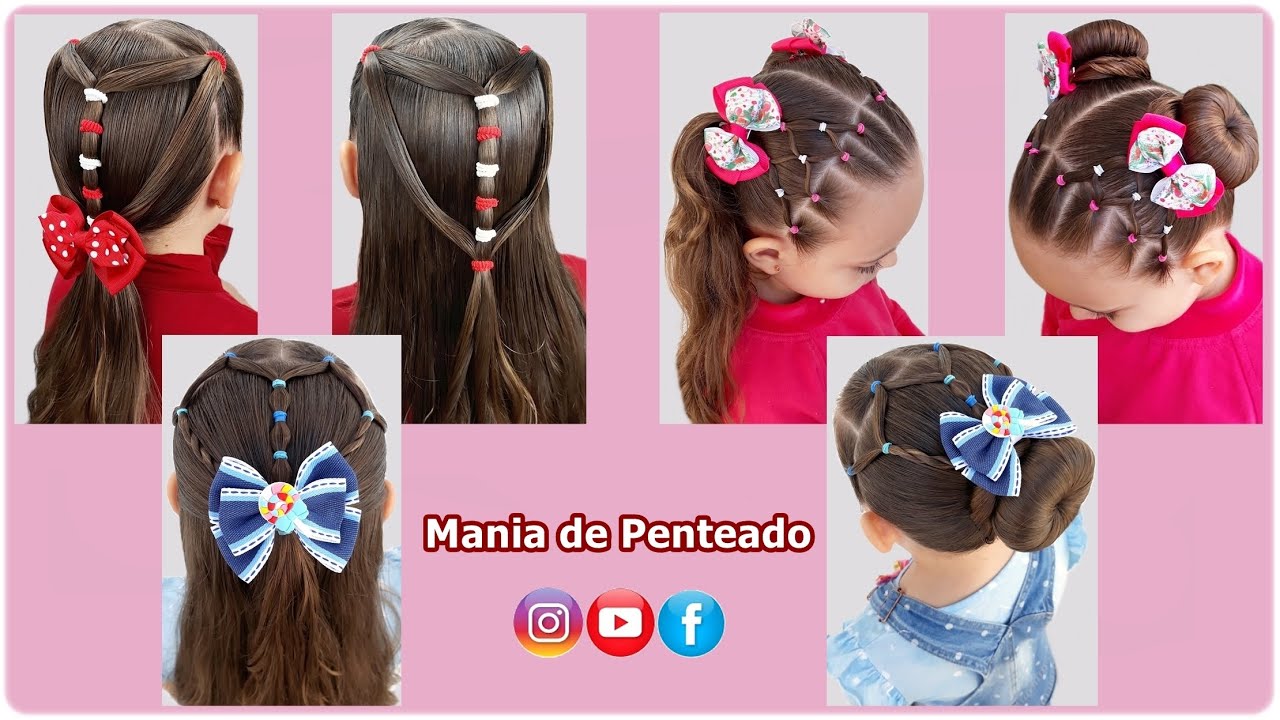 Penteados Fáceis com Elásticos para Meninas | Easy Hairstyles with Rubber Bands for Girls 💖🥰