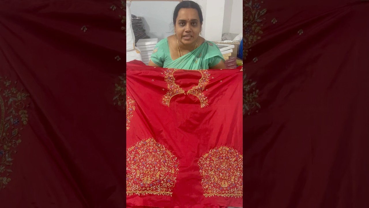 “❤️ Red Cloth, Lavender Thread Maggam Blouse | Trending New Designs 2025 | Radha Collections”