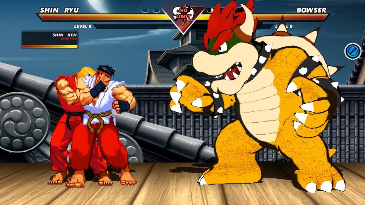 SHIN RYU & SHIN KEN vs BOWSER - HIGHEST LEVEL AMAZING FIGHT! [MUGEN]