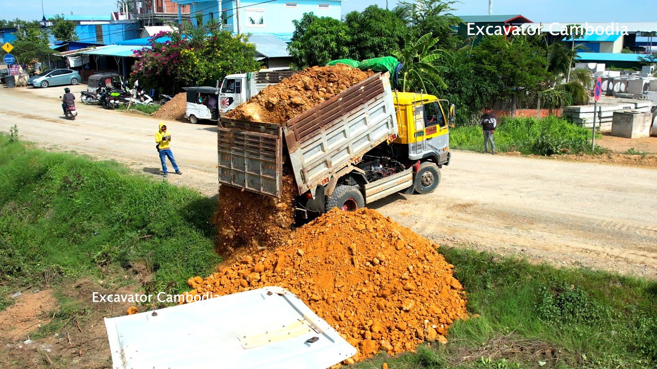 Incredible Project Build Foundation Road By Skills Operator Bulldozer Pushing Soil With 5 Ton Truck