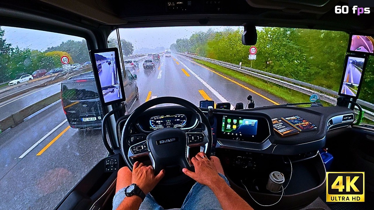 Kierowca ciężar&oacute;wki Nikotimer POV 800 km Autobahn w Niemczech Jazda w deszczu i słońcu do Finlandii bez ETS2, ale wygląda