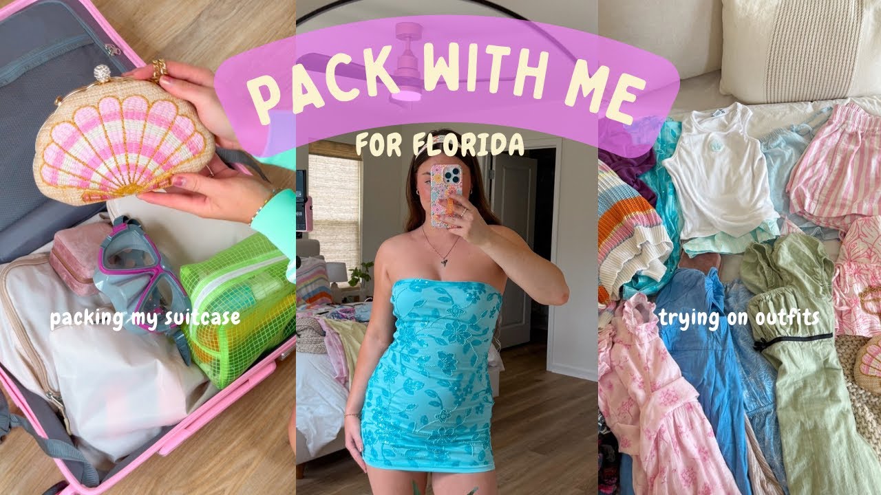 PACK WITH ME FOR FLORIDA: trying on outfits, prepping for vacation & packing my suitcase