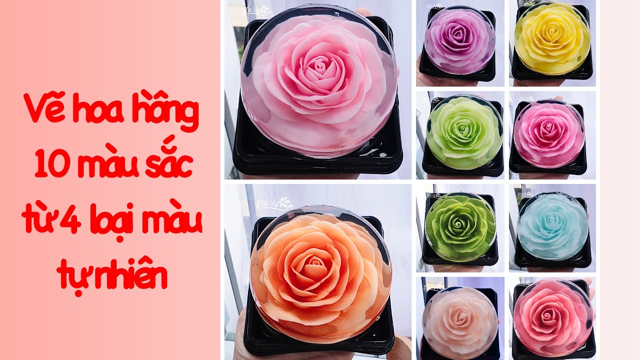 Mẹo vẽ 10 bông hoa hồng sắc nét, tự nhiện, đơn giản/ Bánh thạch rau câu 3D/jelly