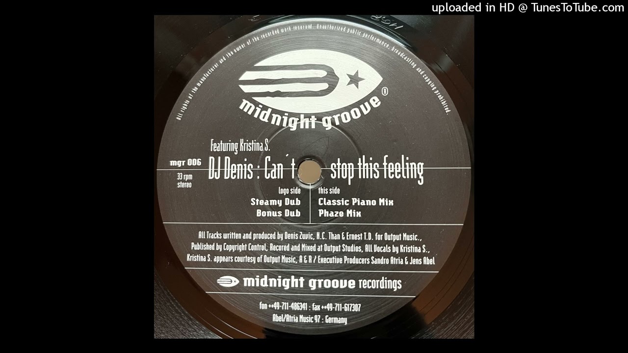 DJ Denis Featuring Kristina S. – Can't Stop This Feeling (Steamy Dub)