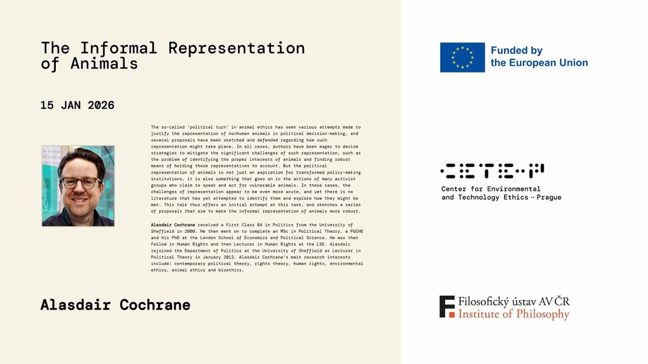 #lecture #animalethics  | Alasdair Cochrane: The Informal Representation of Animals (15.1.2026)