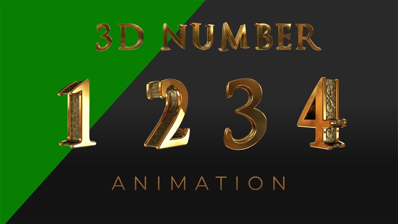 3D Numbers Gold Texture Animated (Green Screen & Black Screen)
