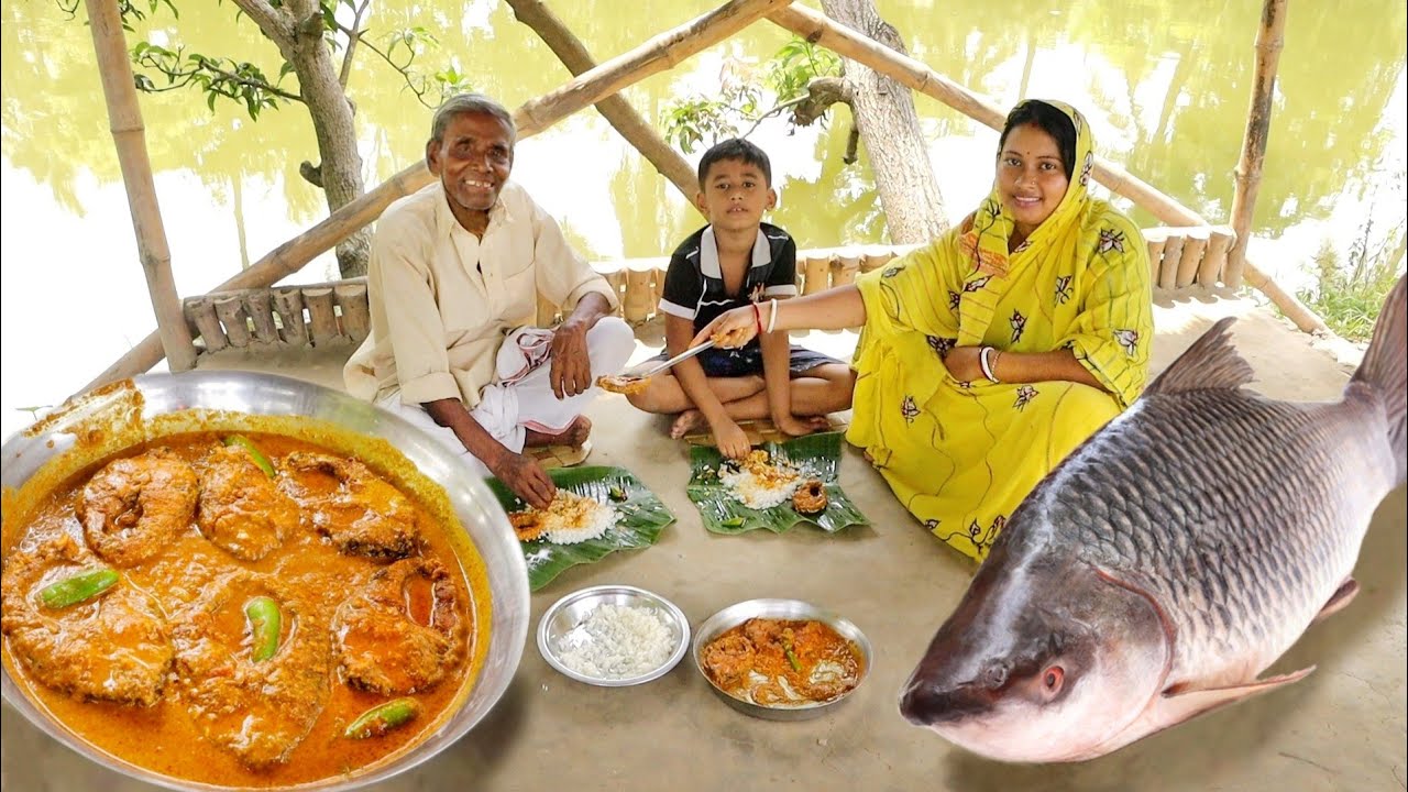 রুইমাছের এই রেসিপি দিয়ে দাদু একথালা ভাত খেয়ে নিল😳Rohu fish curry recipe