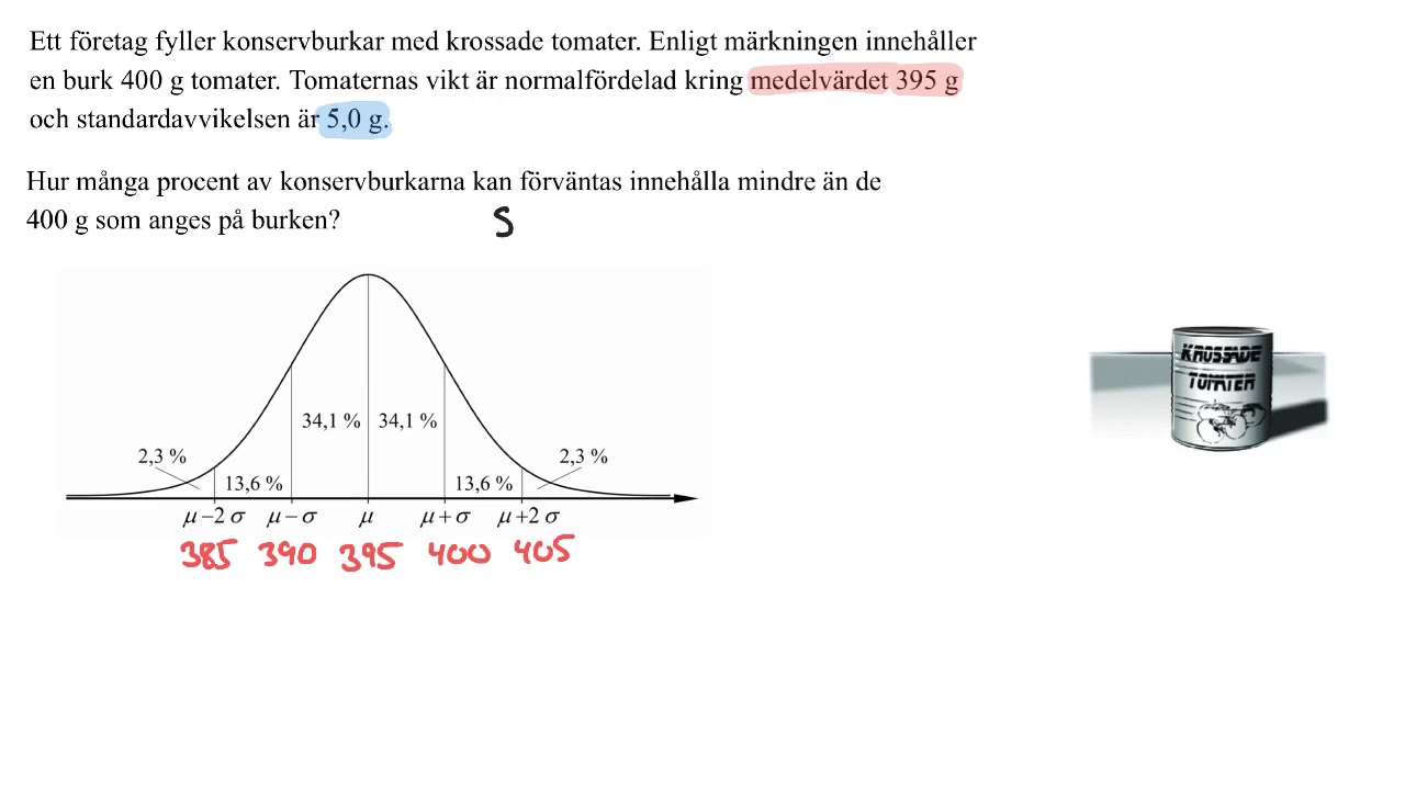 Matematik 2: Normalf&ouml;rdelning, exempeluppgift (j&auml;ttesnabbt)