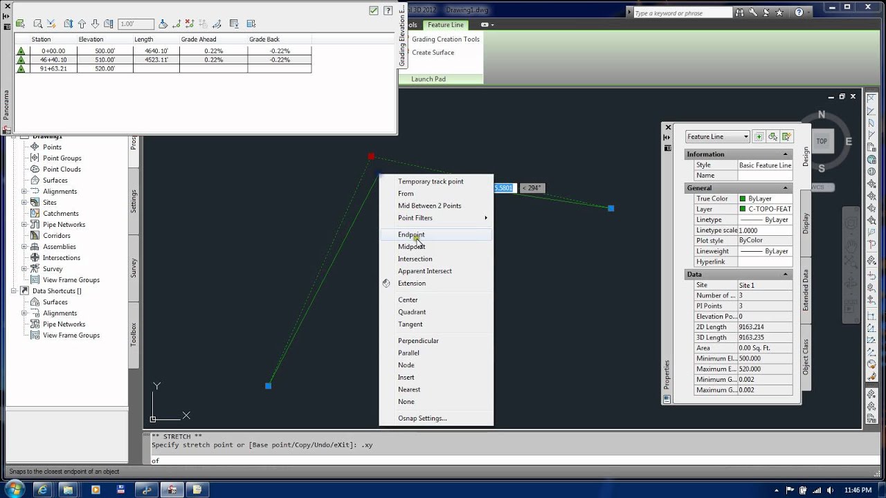 Move feature line vertex and 