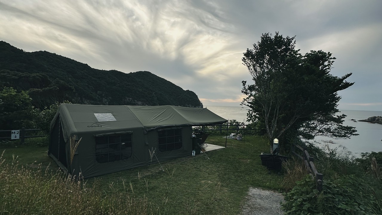 coody エアテント Familia × 須佐湾 🏕️絶景を独り占めできるキャンプ場でセルフグランピング｜Japanese Cinematic Camping 4K ASMR