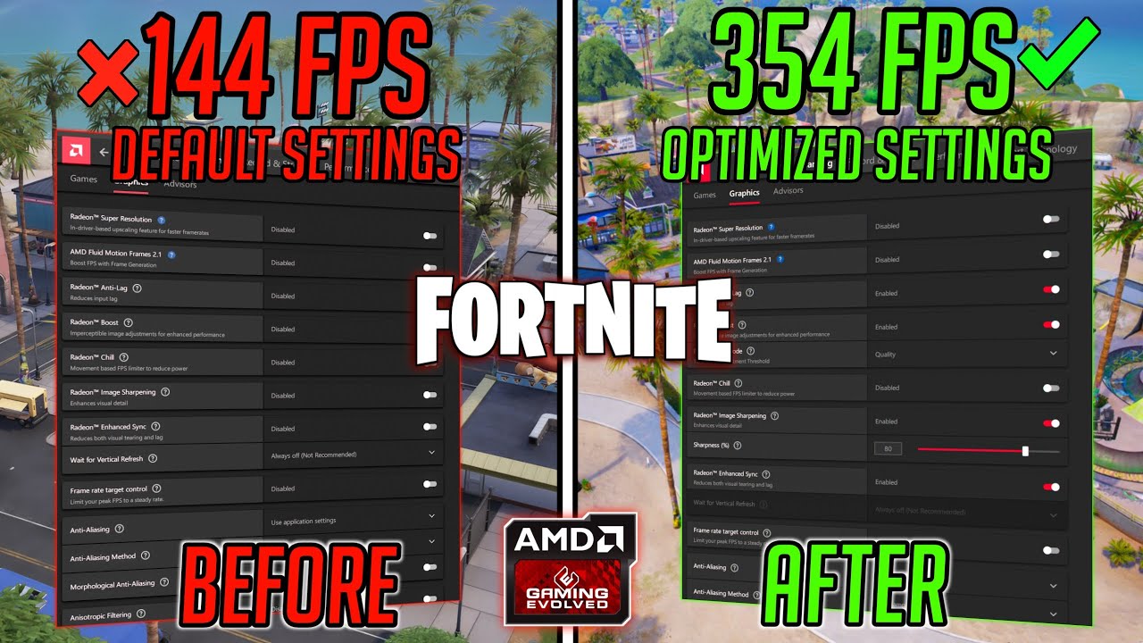 BEST AMD Radeon Settings For Fortnite - (MAX FPS & VISUALS)