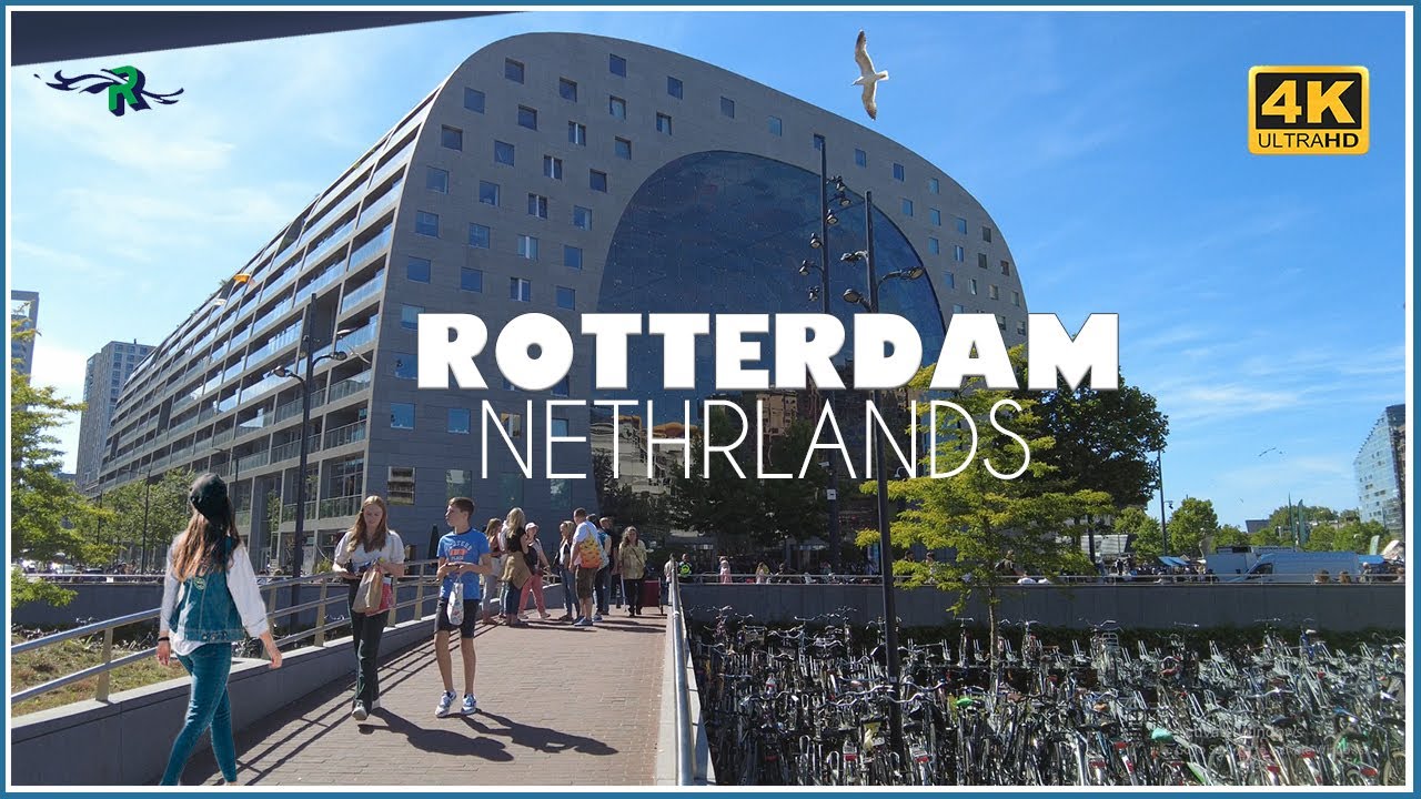 Walking Tour in Rotterdam on a sunny day  🇳🇱 - Centrum - Central station - UHD 4k