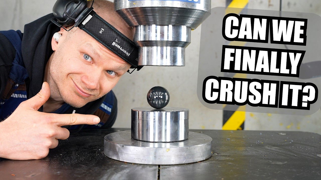 Uncrushable GIANT Ceramic Bearing Ball vs. 300 Ton Hydraulic Press &ndash; Will It Explode?