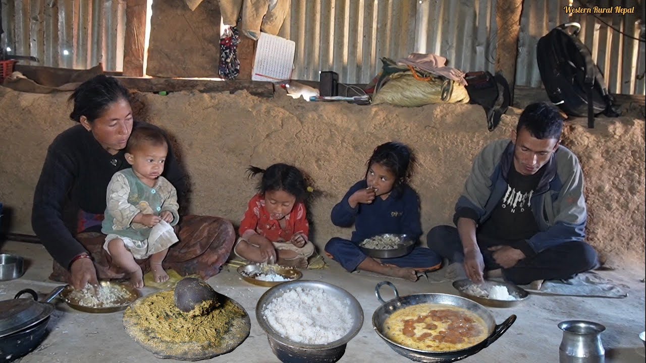 Authentic Nepali Village Meal ||Rice, Beans and Pickle||