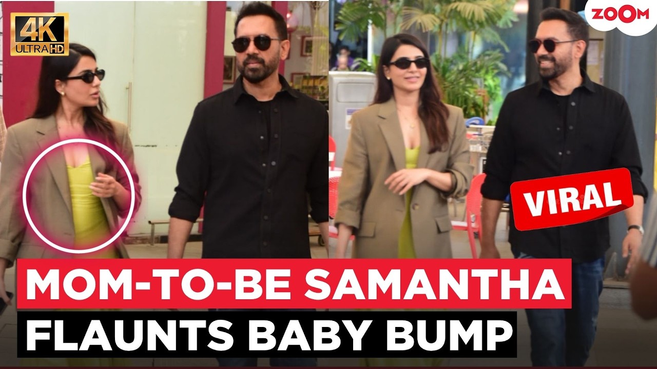 PREGNANT Samantha Ruth Prabhu FLAUNTS baby bump with husband Raj Nidimoru at Mumbai airport