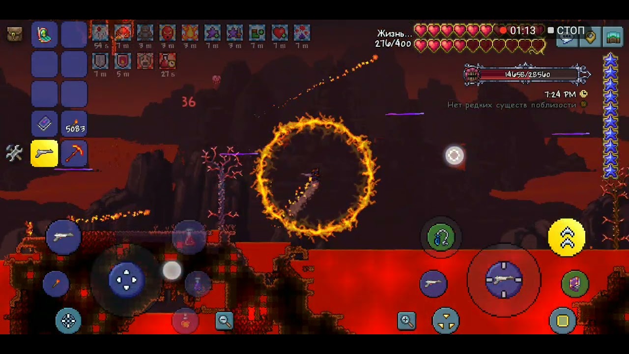 Terraria. For The Worthy на легендарной сложности Стенка Плоти за мага.