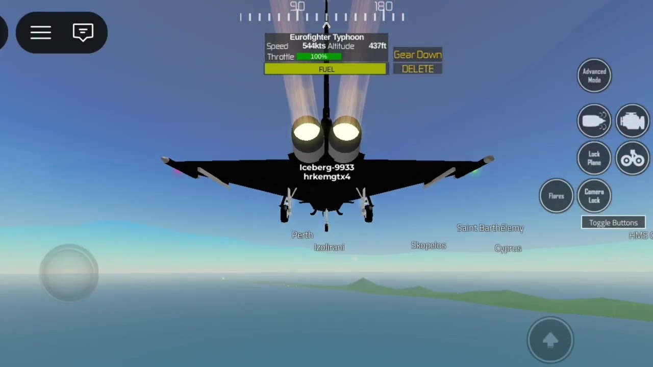 Flight from orinji to Cyprus by using euro fighters typhoon 