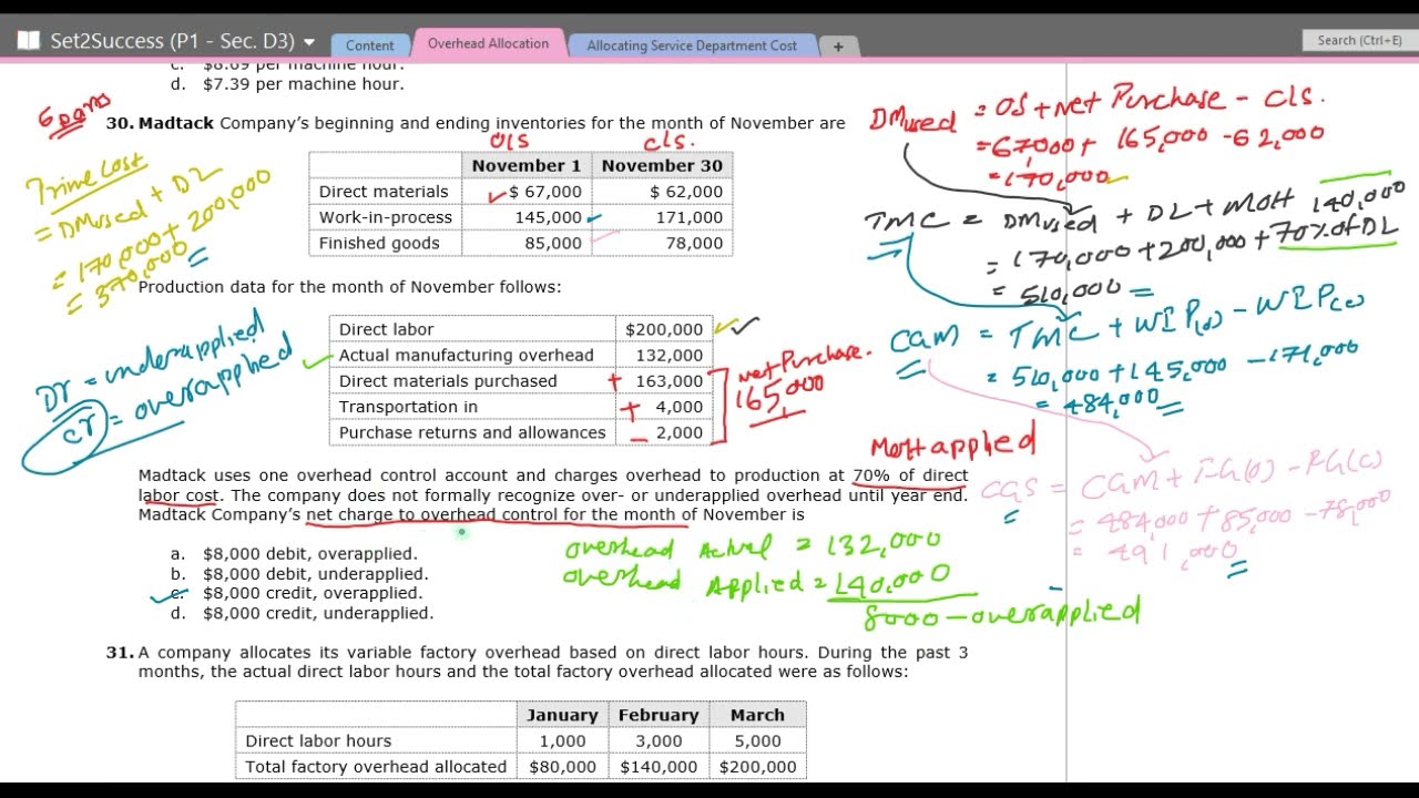 CMA USA | Part 01 | Sec. D | Overhead Allocation MCQ