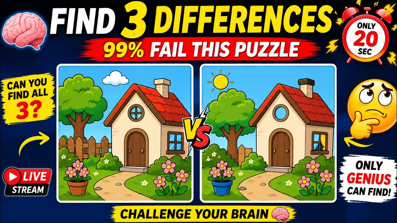 🧠 Find  Differences | 99% People Fail This Puzzle 😱 #shortslive