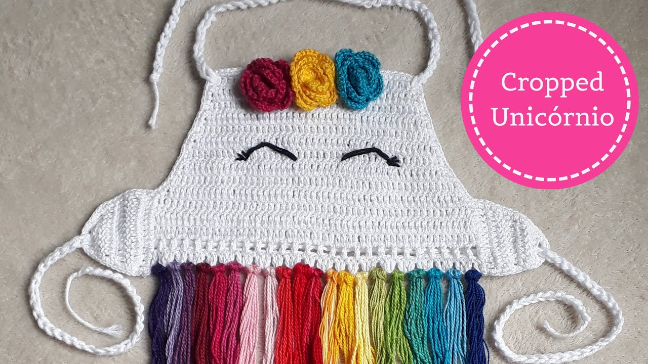 Top Cropped Unicórnio de crochê infantil- adaptável para adulto