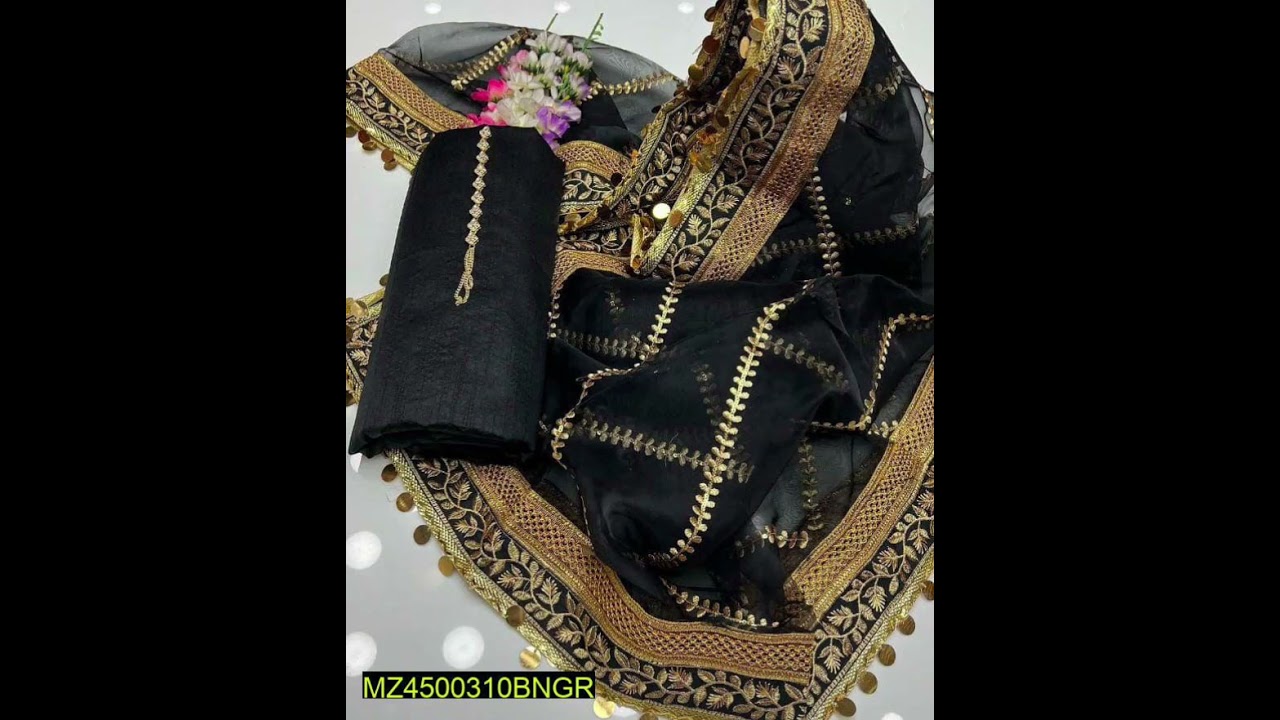 **3 Pcs**Unstitched Katan SilkSuit|The Luxurious Clothing|#Katan silk dress design
