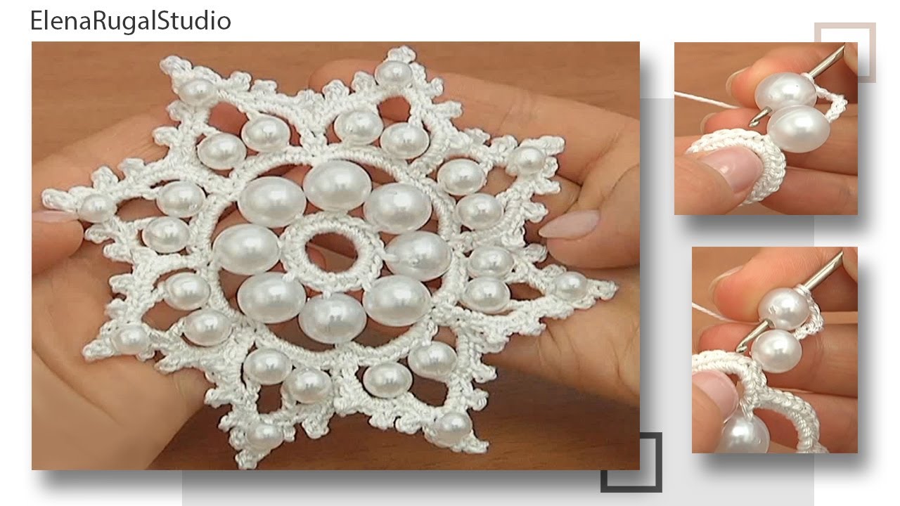 Crochet Snowflake Ornament With Beads
