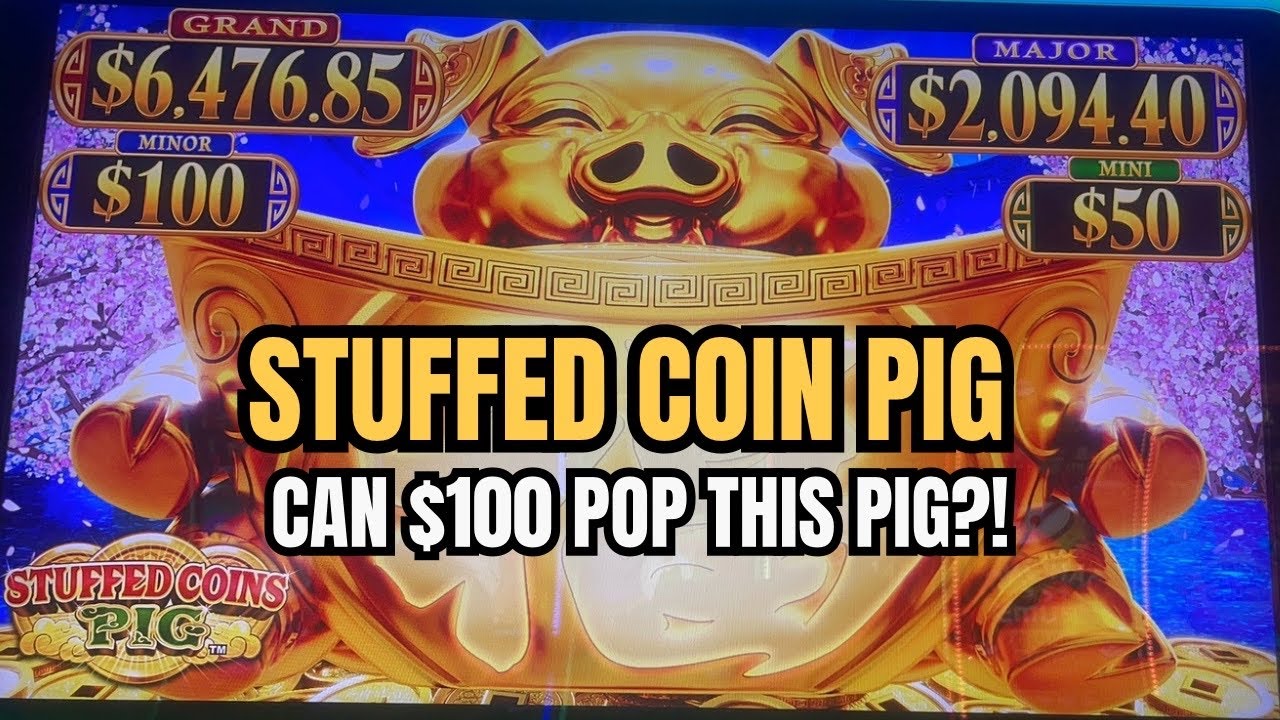 Stuffed Coin Pig Slot Machine &mdash; Can $100 Pop This Fat Pig?! HUGE Bonus Chase! 🐷💰